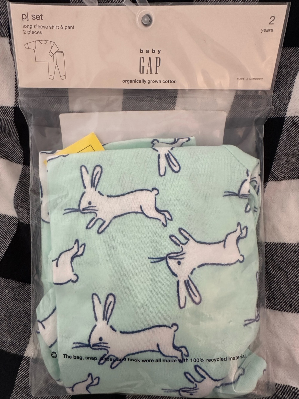 GAP Baby Mint Green Bunny Pajama Set